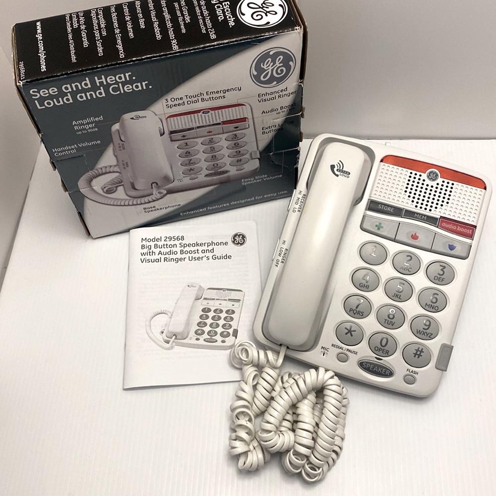 GE 29568GE1 Telephone Mild Hearing Loss Extra Lg Buttons Amplified Ringer Used